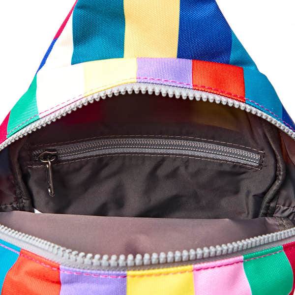 Roka Willesden Wide Multi Stripe Recycled Canvas Sling Bag, first interior view.