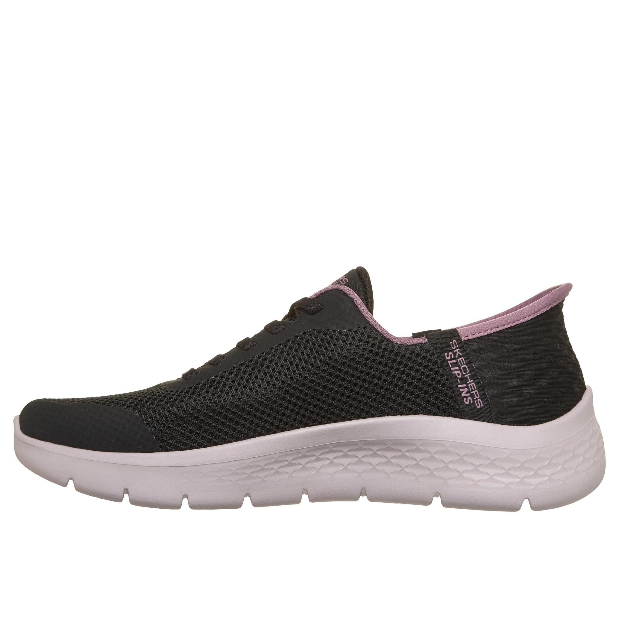 Skechers 124836 Go Walk Flex - Grand Entry Ladies Black Textile Trainers, inner side view.