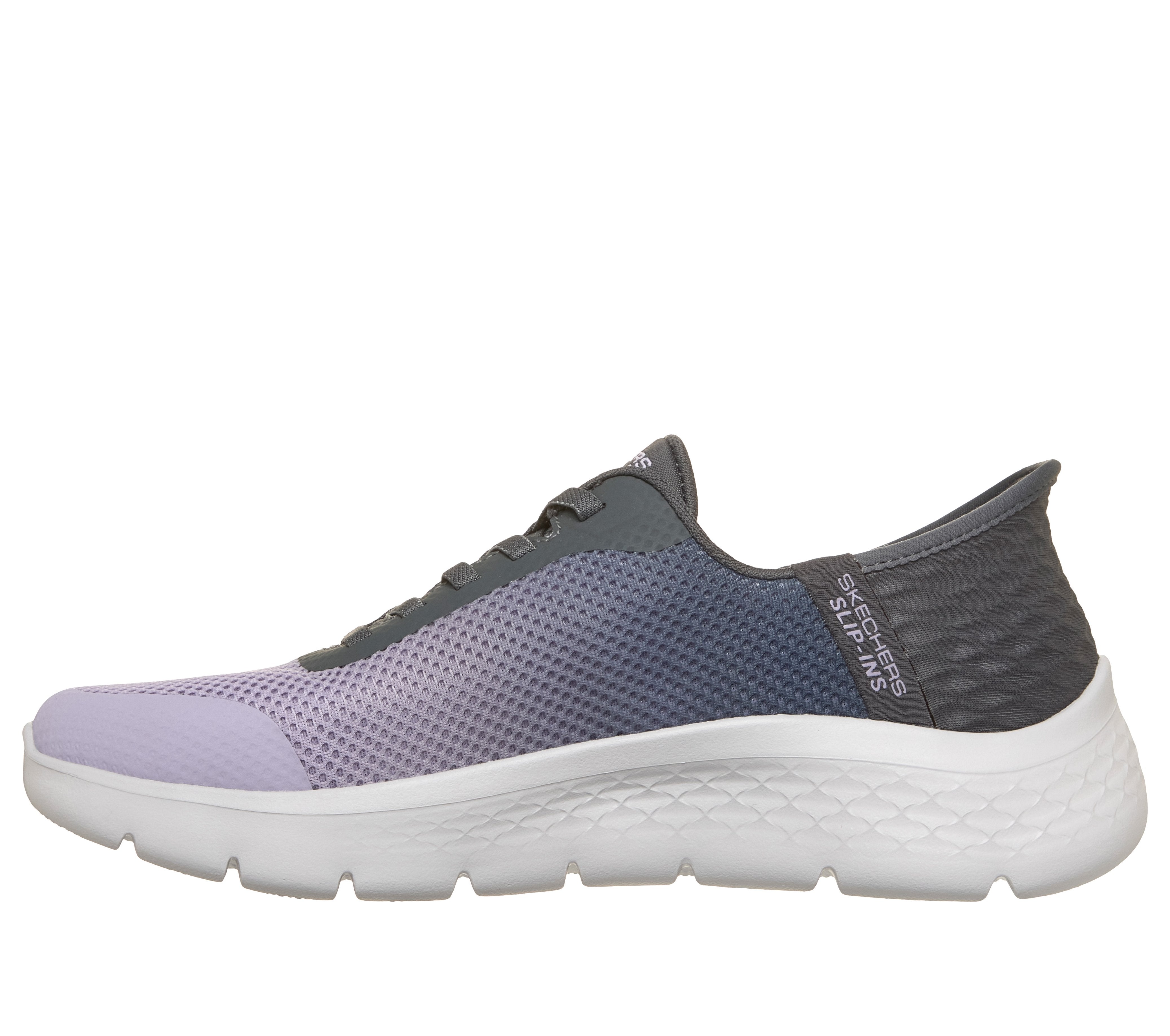 Skechers 124836 Go Walk Flex - Grand Entry Ladies Charcoal Textile Trainers, inner side view.