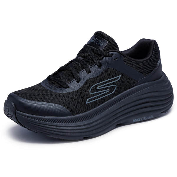 Skechers 129470 Max Cushioning Endeavour - Ca Ladies Black Trainers, left side view.