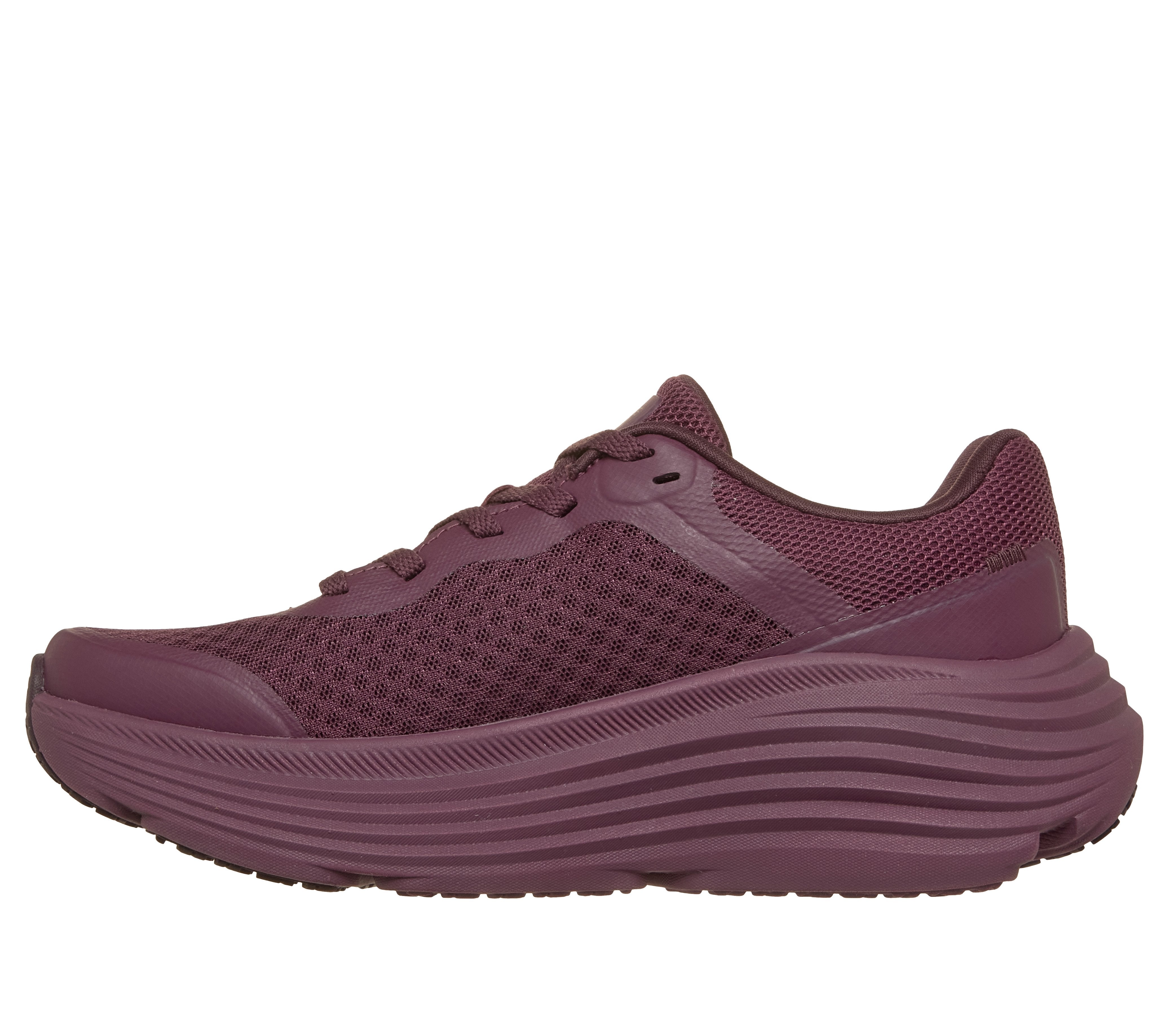 Skechers 129470 Max Cushioning Endeavour - Ca Ladies Burgundy Trainers, inner side view.