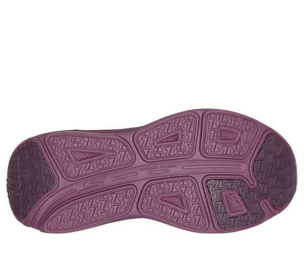 Skechers 129470 Max Cushioning Endeavour - Ca Ladies Burgundy Trainers, sole and tread view.