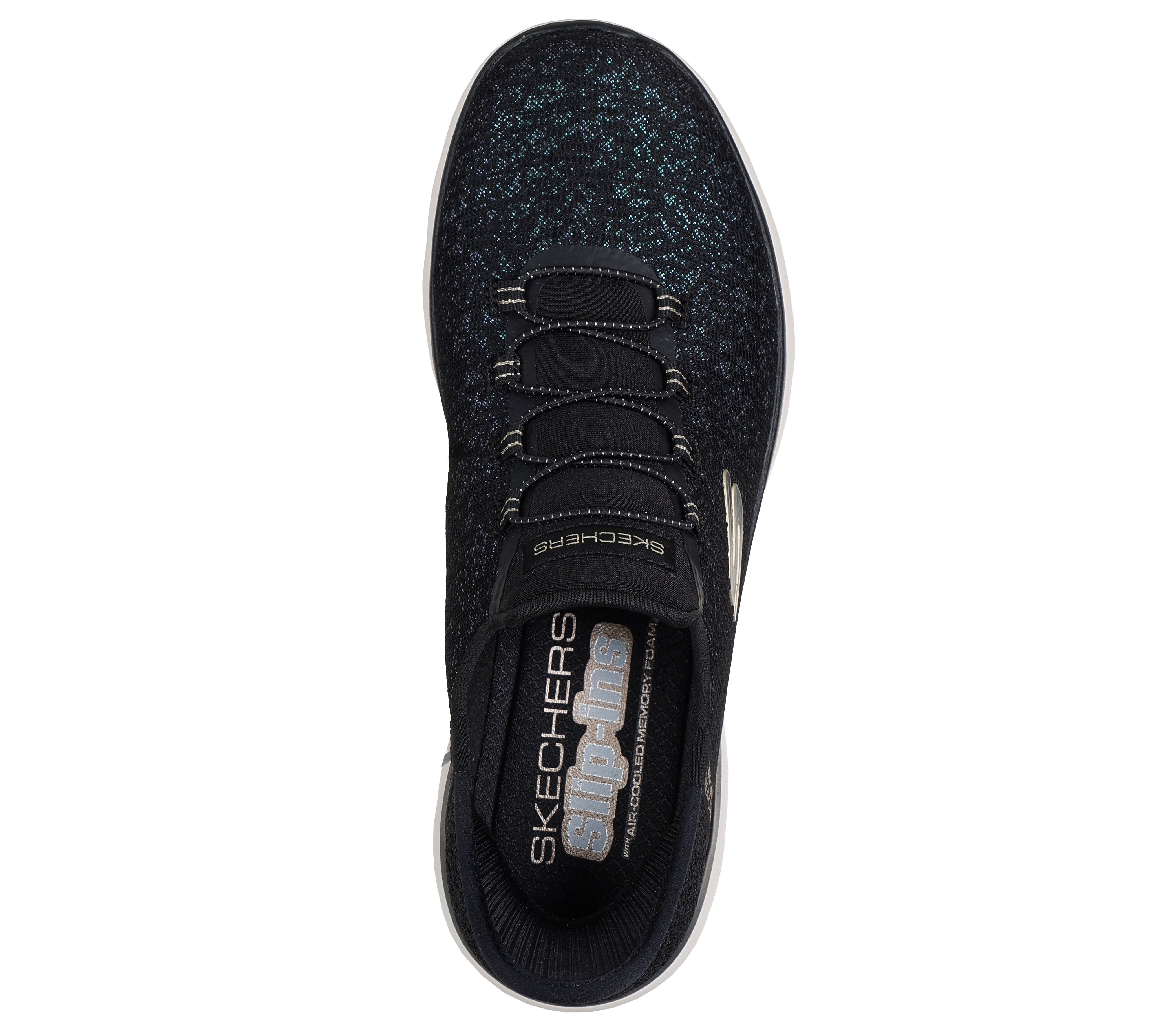 Skechers 150280 Summits-Lunar Glow Ladies Black Textile Shoes, insole and footbed view.