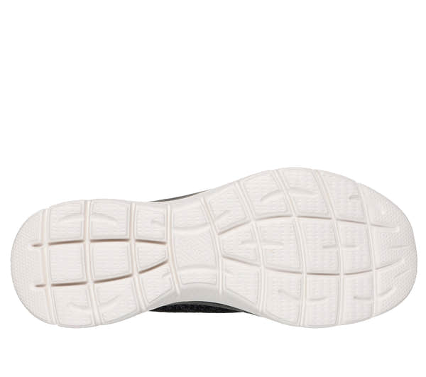 Skechers 150280 Summits-Lunar Glow Ladies Black Textile Shoes, sole and tread view.