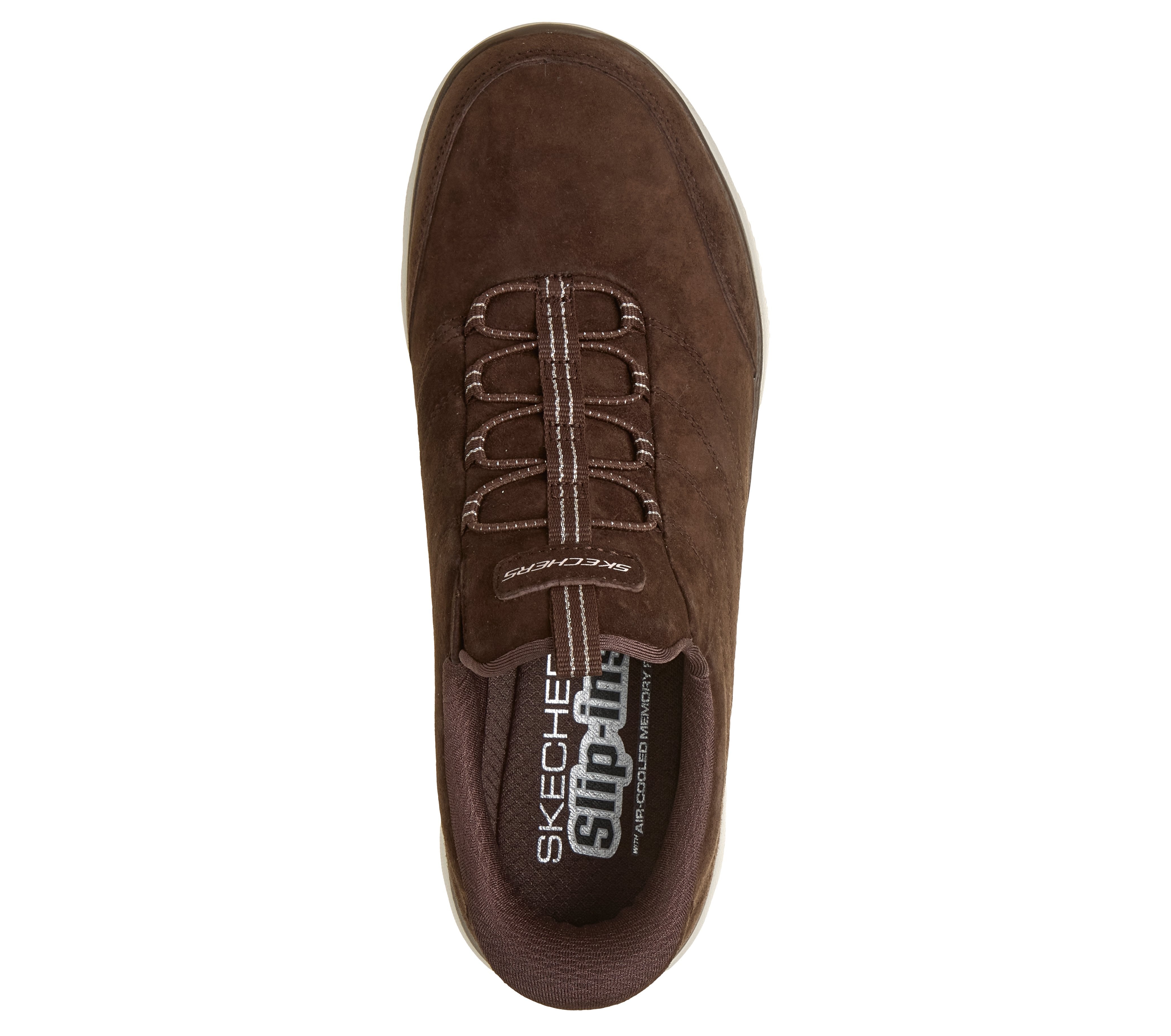 Skechers 150342 Summits - Luxe Stride Ladies Brown Leather Mix Shoes, insole and footbed view.