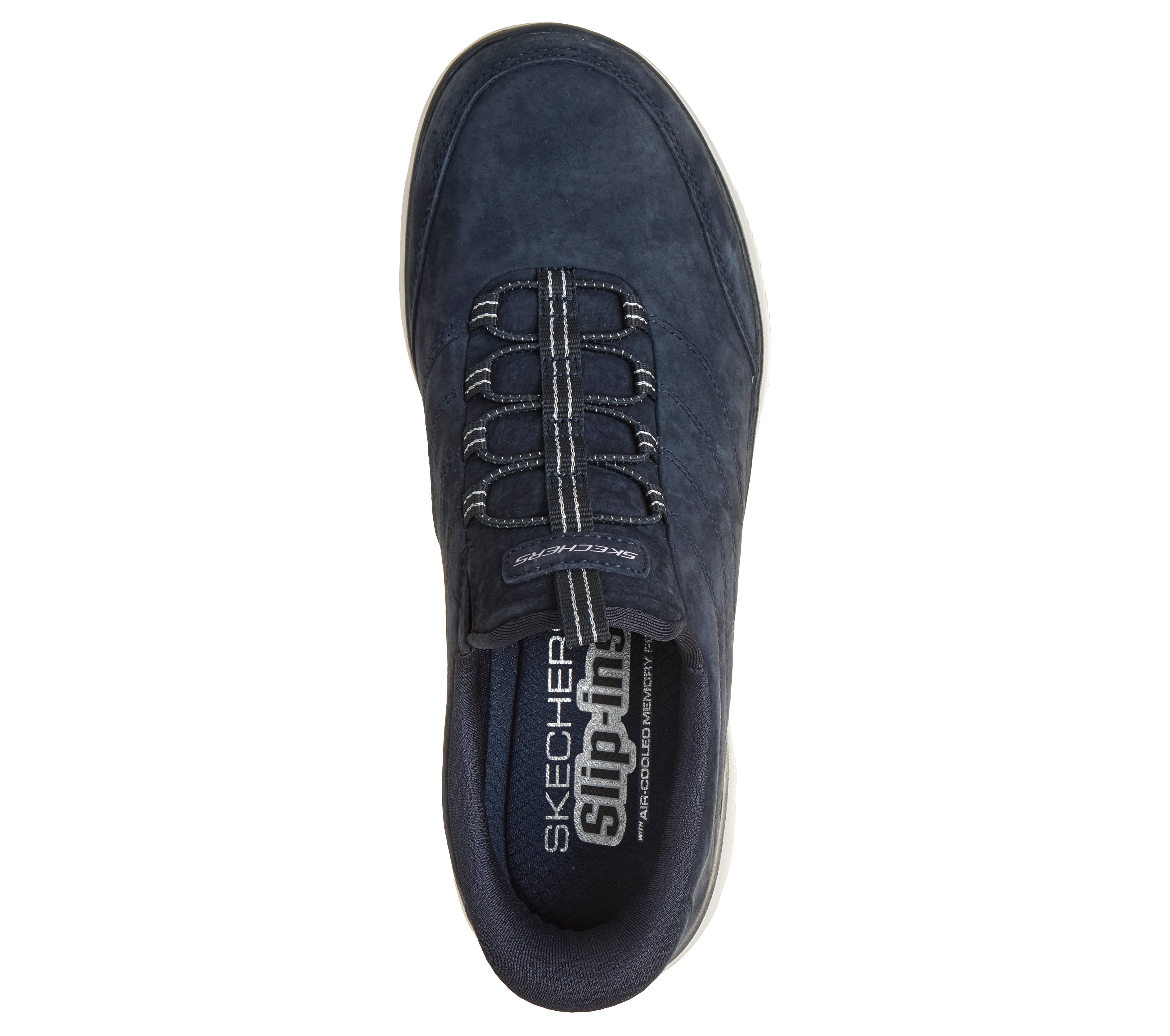 Skechers 150342 Summits - Luxe Stride Ladies Navy Leather Mix Shoes, insole and footbed view.