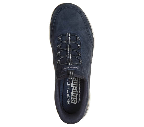 Skechers 150342 Summits - Luxe Stride Ladies Navy Leather Mix Shoes, insole and footbed view.