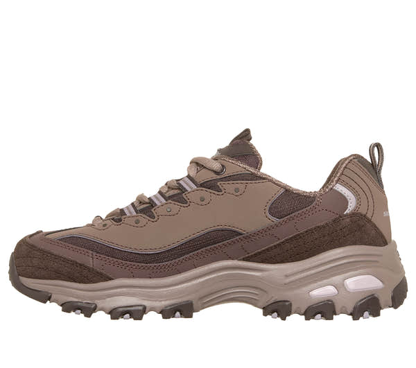 Skechers 150872 D'Lites-Modern Classic Ladies Brown Textile Shoes, inner side view.