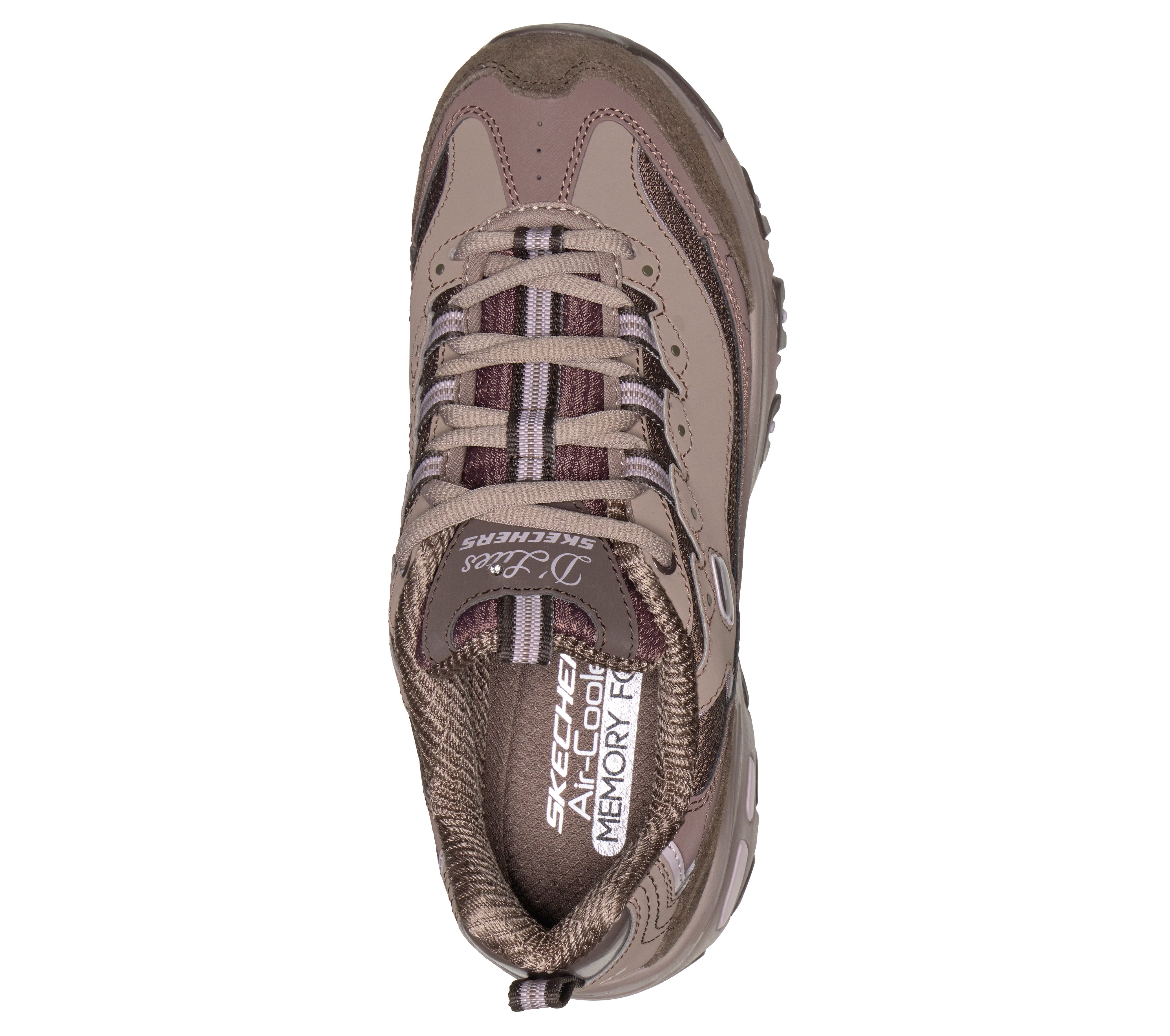 Skechers 150872 D'Lites-Modern Classic Ladies Brown Textile Shoes, insole and footbed view.