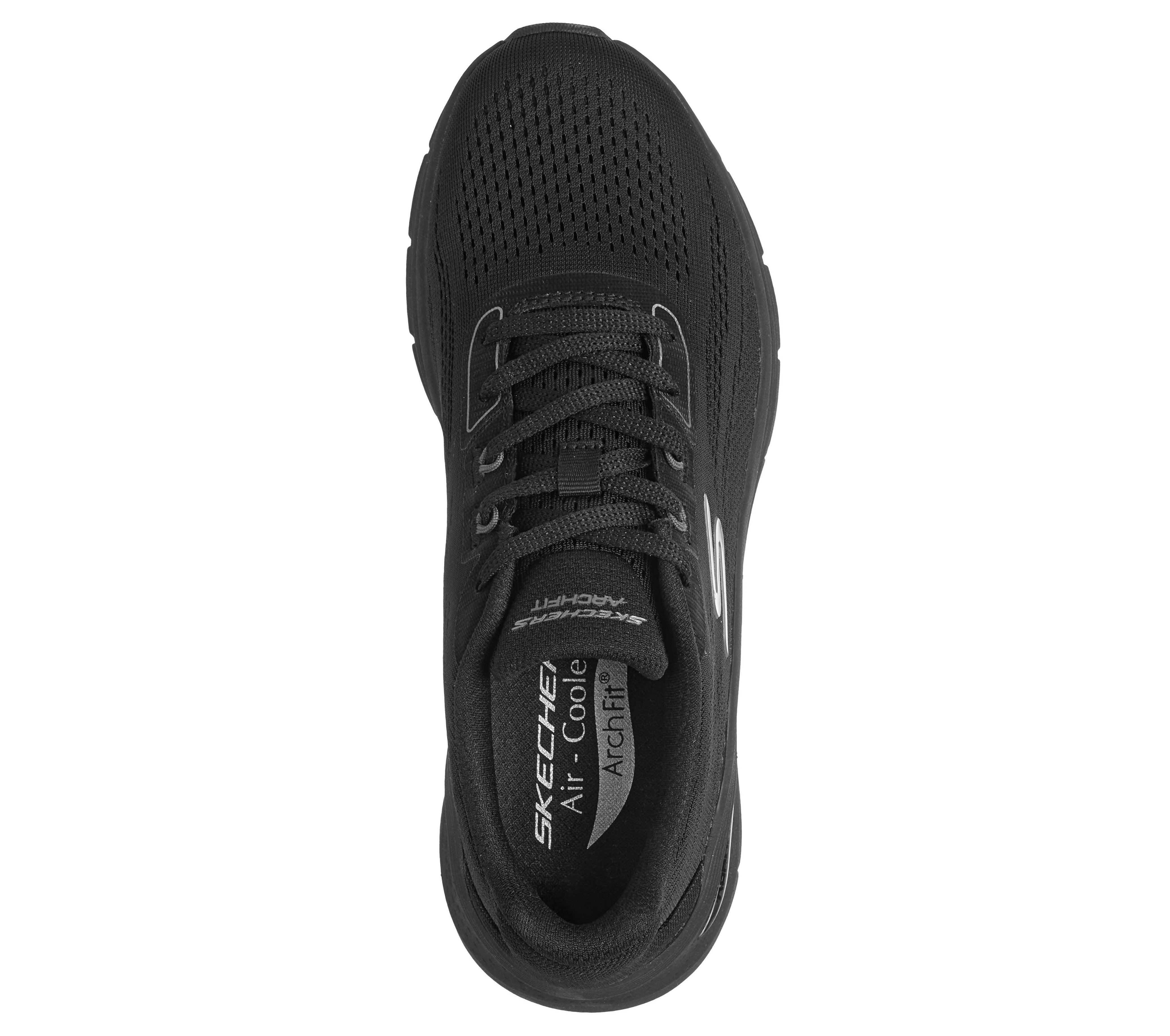 Skechers 150884 Arch Fit 3.0-Easy Flow Ladies Black Textile Shoes, insole and footbed view.
