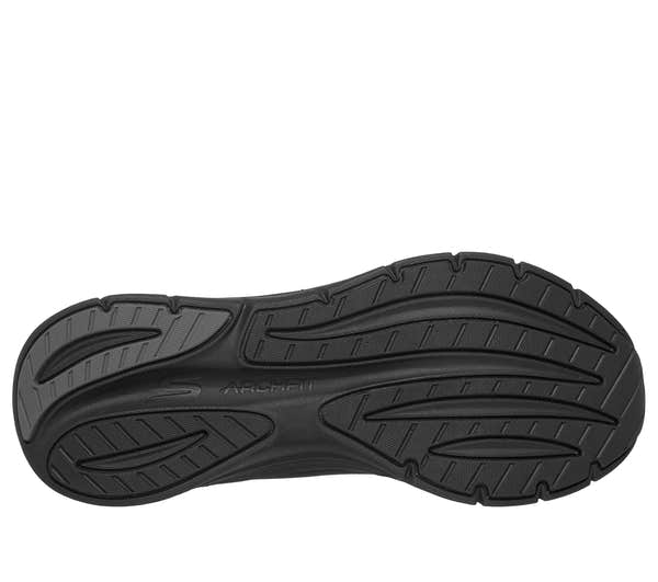 Skechers 150884 Arch Fit 3.0-Easy Flow Ladies Black Textile Shoes, sole and tread view.