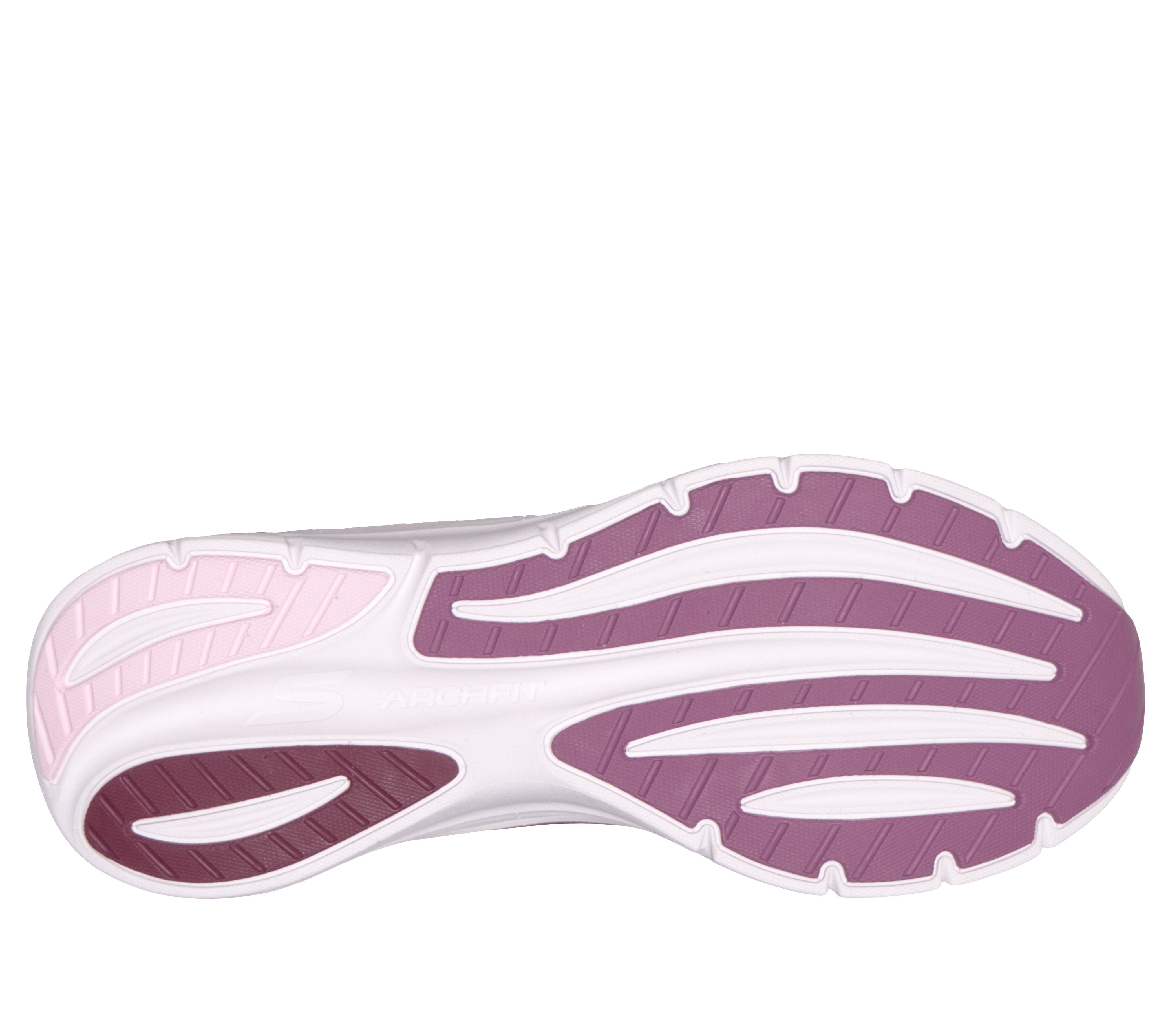 Skechers 150884 Arch Fit 3.0-Easy Flow Ladies Burgundy Textile Shoes, sole and tread view.