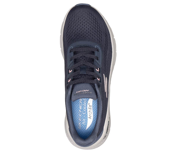 Skechers 150884 Arch Fit 3.0-Easy Flow Ladies Navy Textile Shoes, insole and footbed view.