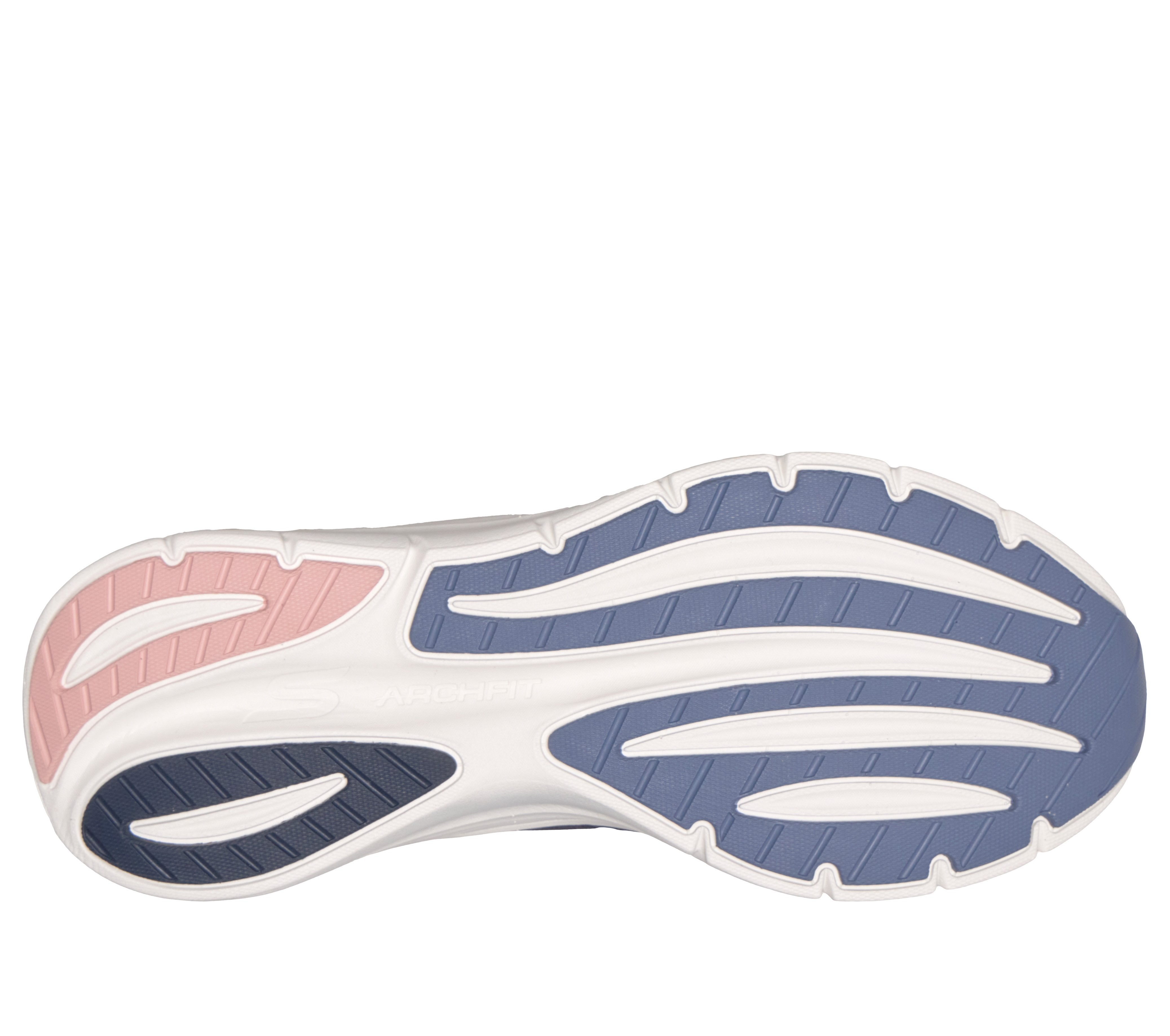 Skechers 150884 Arch Fit 3.0-Easy Flow Ladies Navy Textile Shoes, sole and tread view.