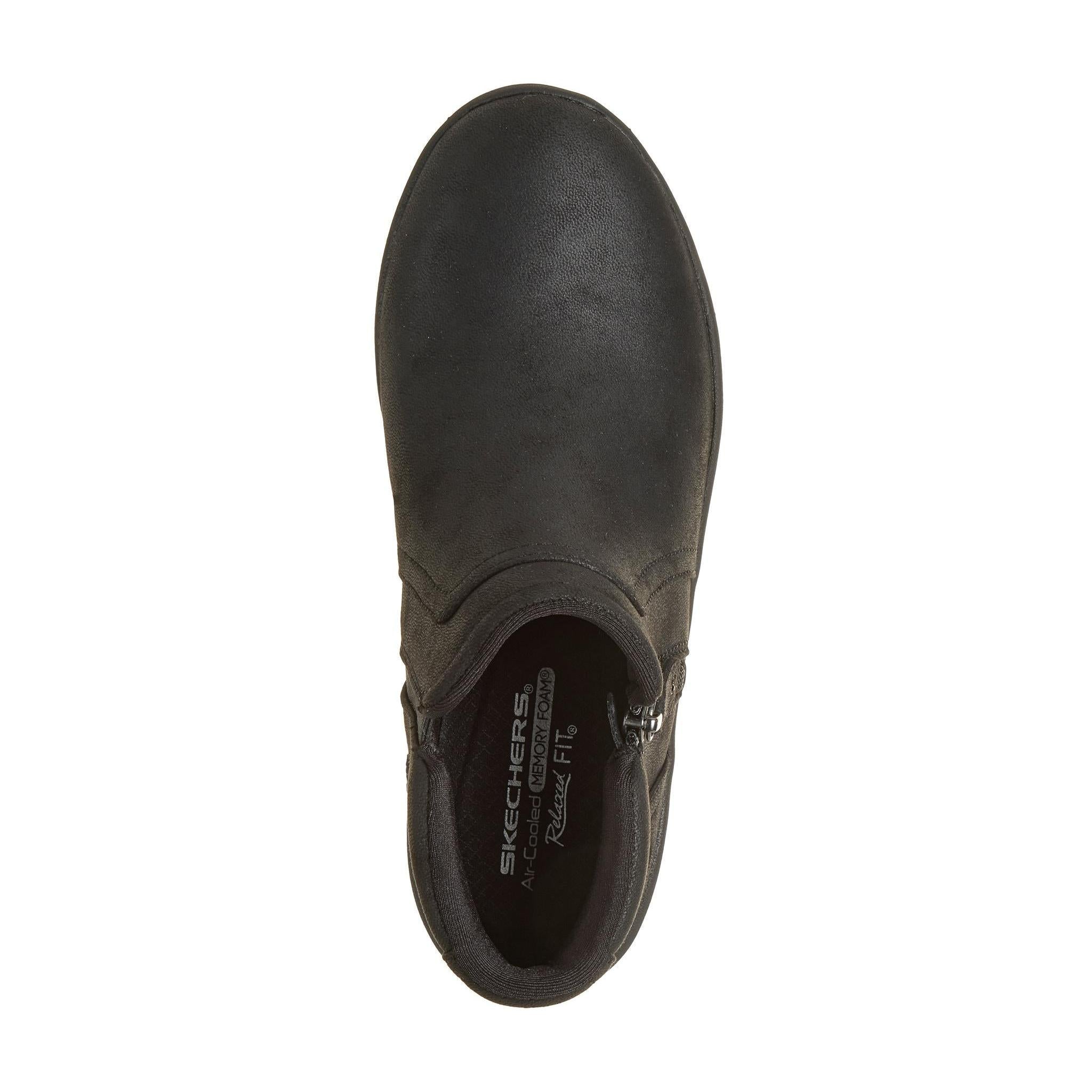 Skechers 159637 Lovely Vibe - Forever Mine Ladies Black Perform Tex Textile Ankle Boots, insole and footbed view.