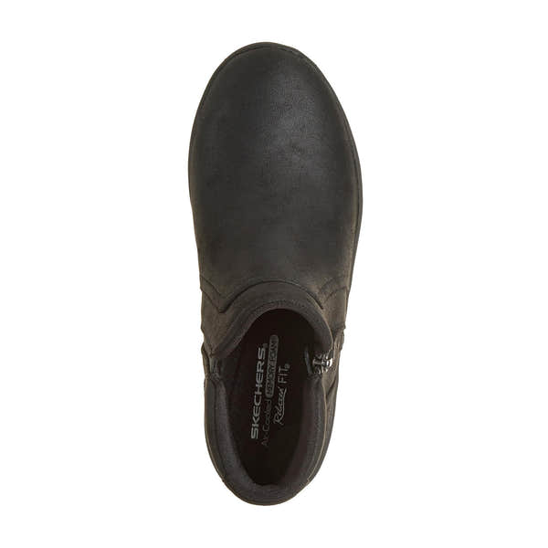 Skechers 159637 Lovely Vibe - Forever Mine Ladies Black Perform Tex Textile Ankle Boots, insole and footbed view.