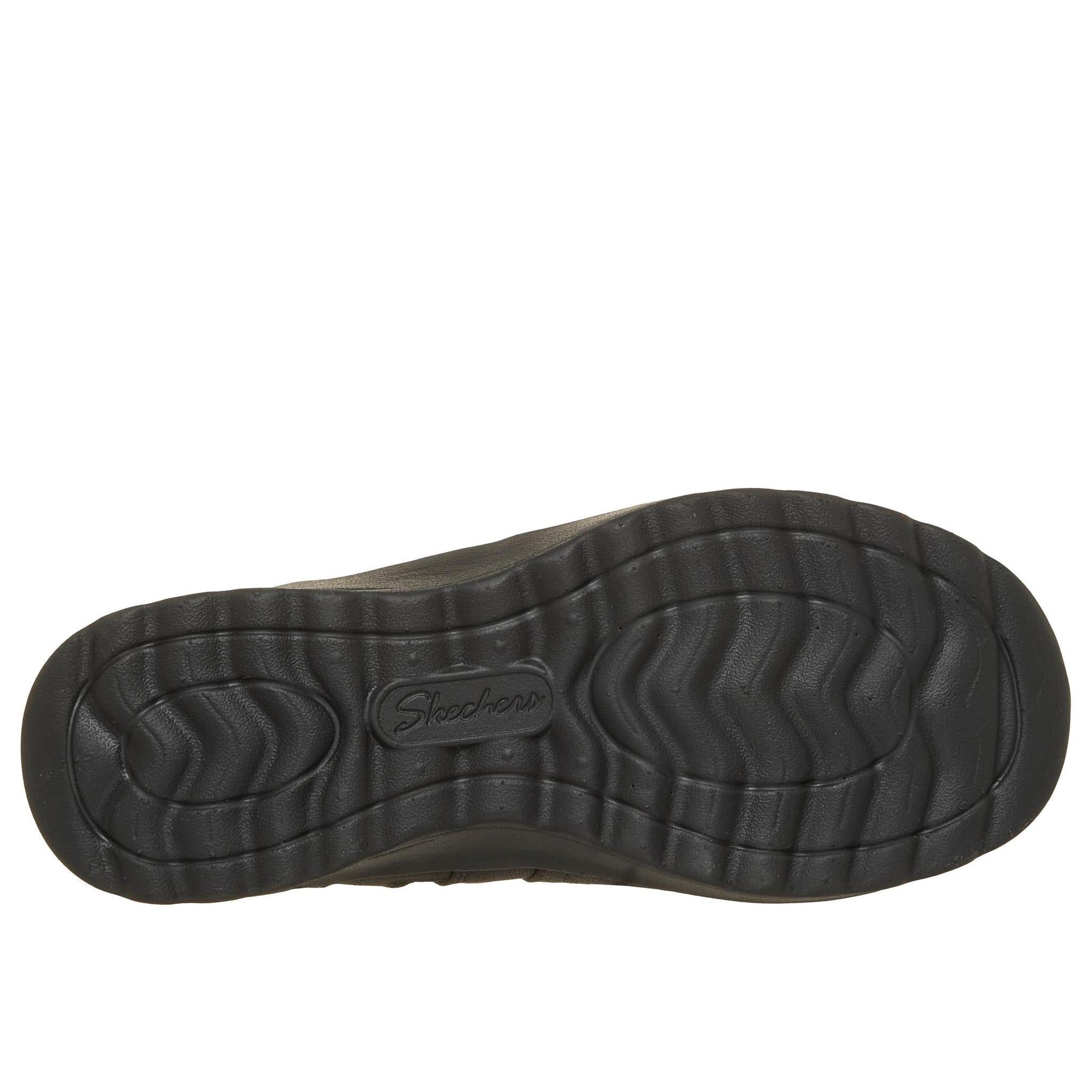 Skechers 159637 Lovely Vibe - Forever Mine Ladies Black Perform Tex Textile Ankle Boots, sole and tread view.
