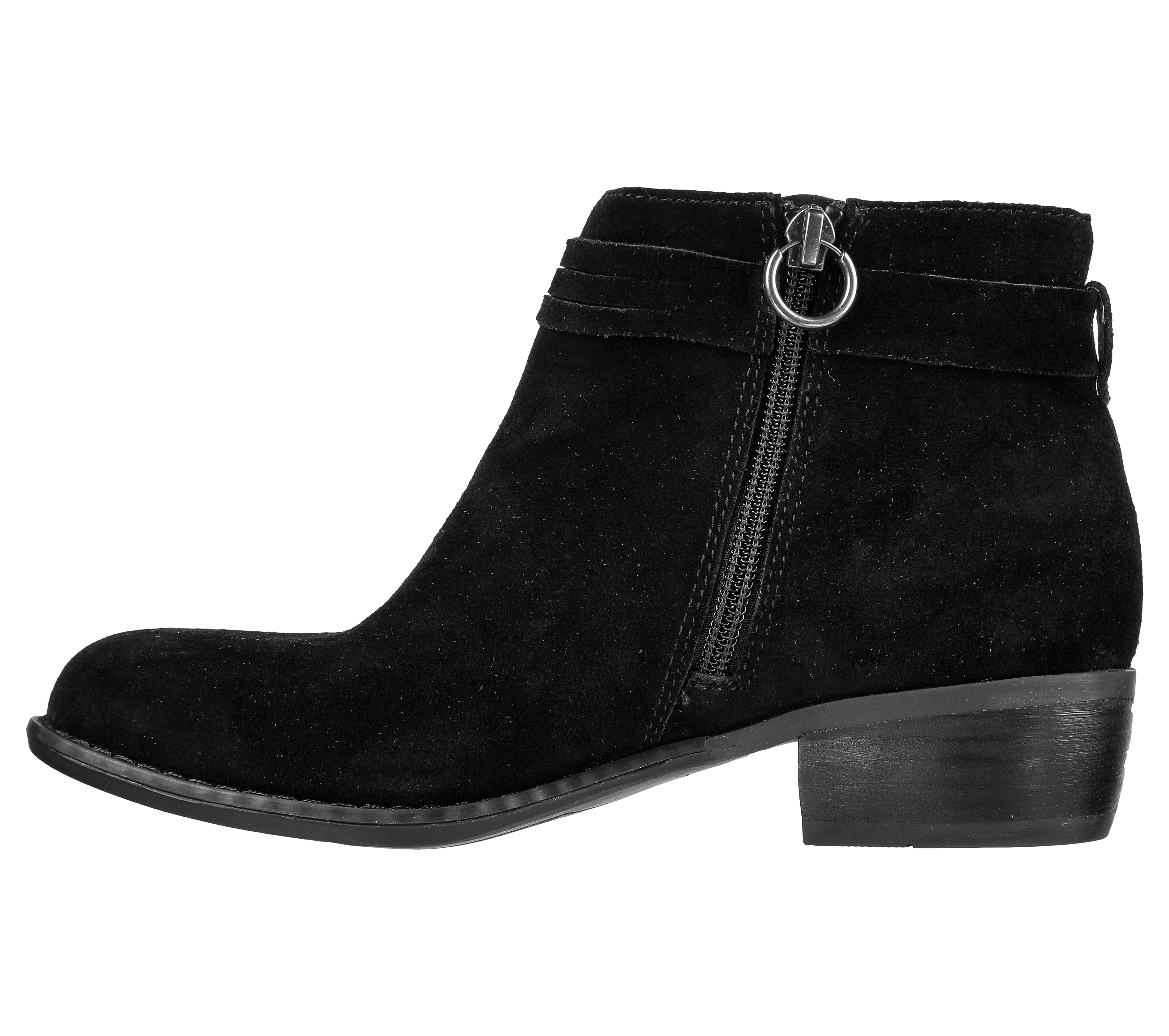 Skechers 167300 Texas - Modern Western Ladies Black Leather Ankle Boots, inner side view.