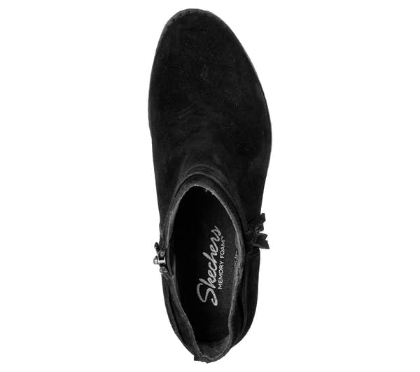 Skechers 167300 Texas - Modern Western Ladies Black Leather Ankle Boots, insole and footbed view.