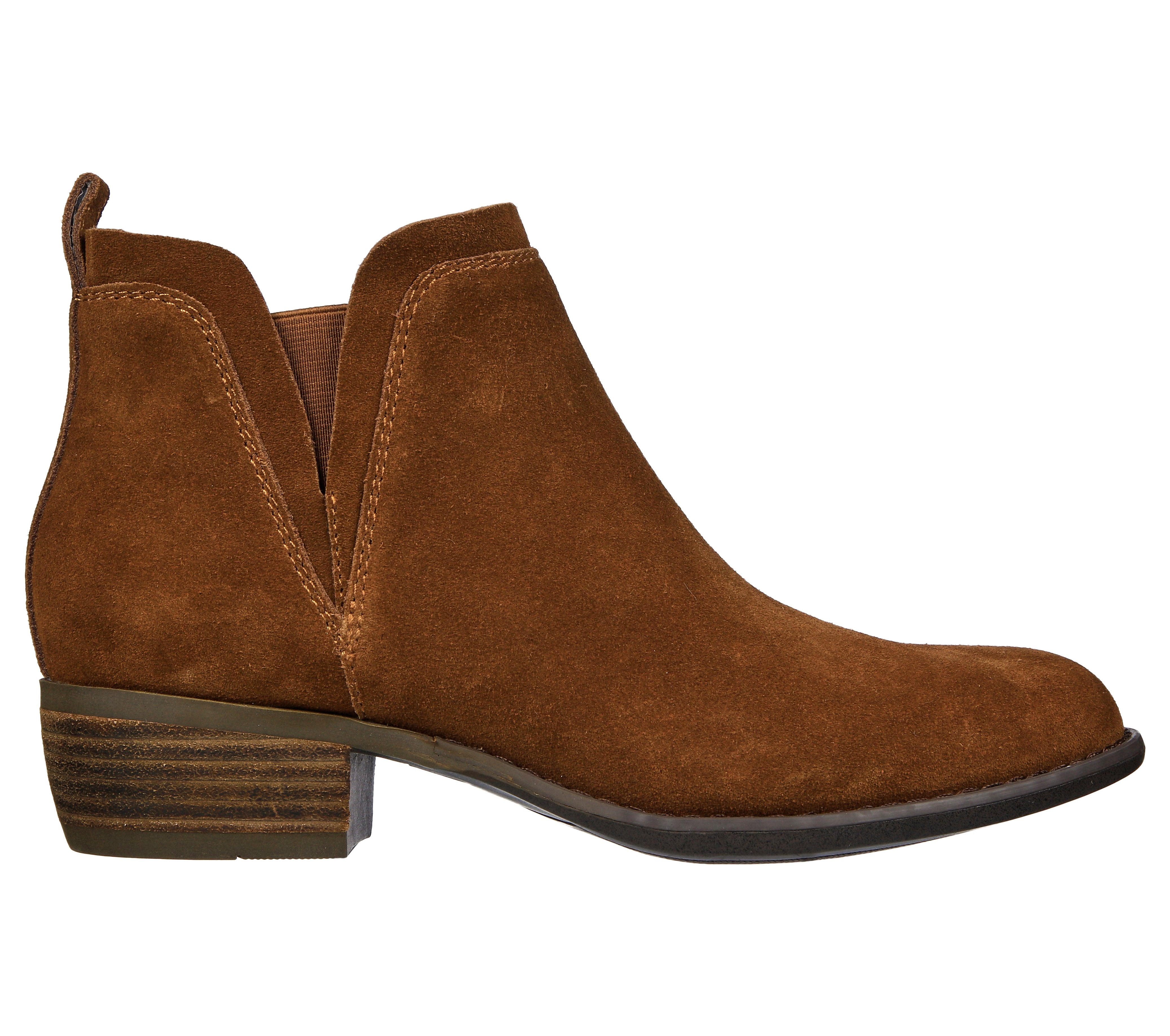 Skechers 167553 Texas - Rodeo Night Ladies Brown Leather Ankle Boots, front three-quarter view.