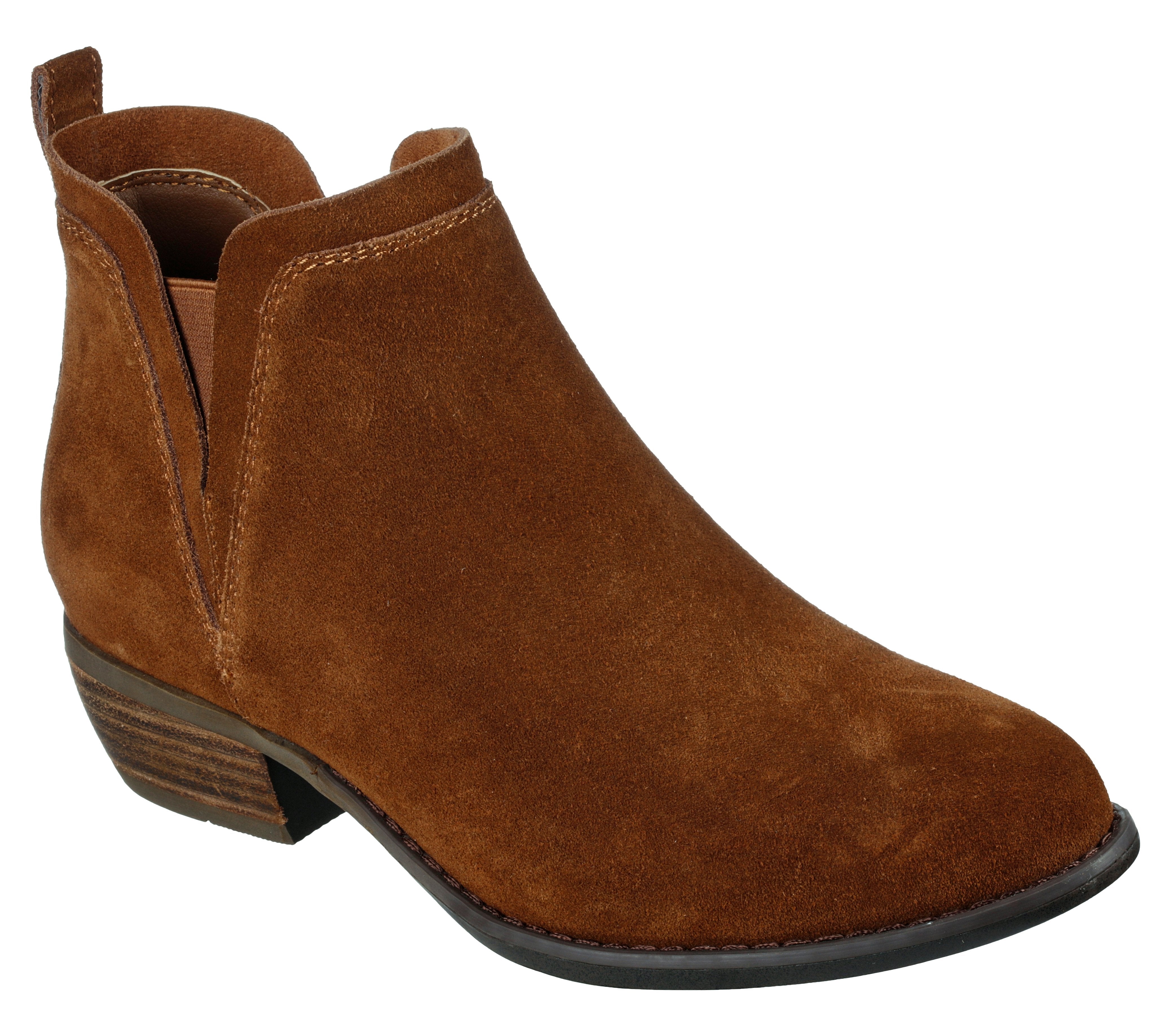 Skechers 167553 Texas - Rodeo Night Ladies Brown Leather Ankle Boots, outer side view.