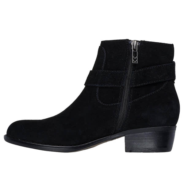 Skechers 167963 Texas - Westernville Ladies Black Suede Side Zip Western Ankle Boots, inner side view.