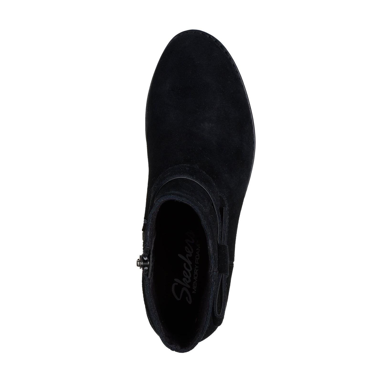 Skechers 167963 Texas - Westernville Ladies Black Suede Side Zip Western Ankle Boots, insole and footbed view.