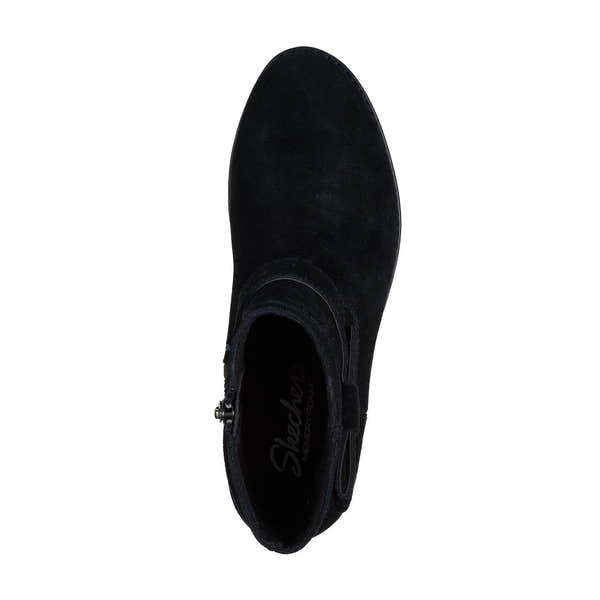 Skechers 167963 Texas - Westernville Ladies Black Suede Side Zip Western Ankle Boots, insole and footbed view.