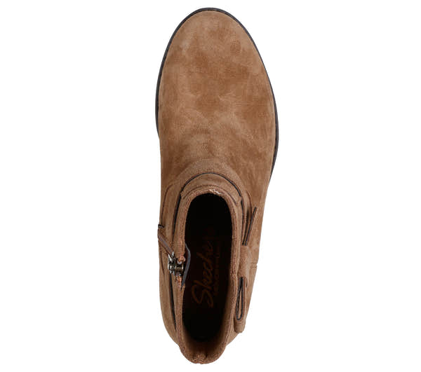 Skechers 167963 Texas - Westernville Ladies Chestnut Leather Ankle Boots, insole and footbed view.