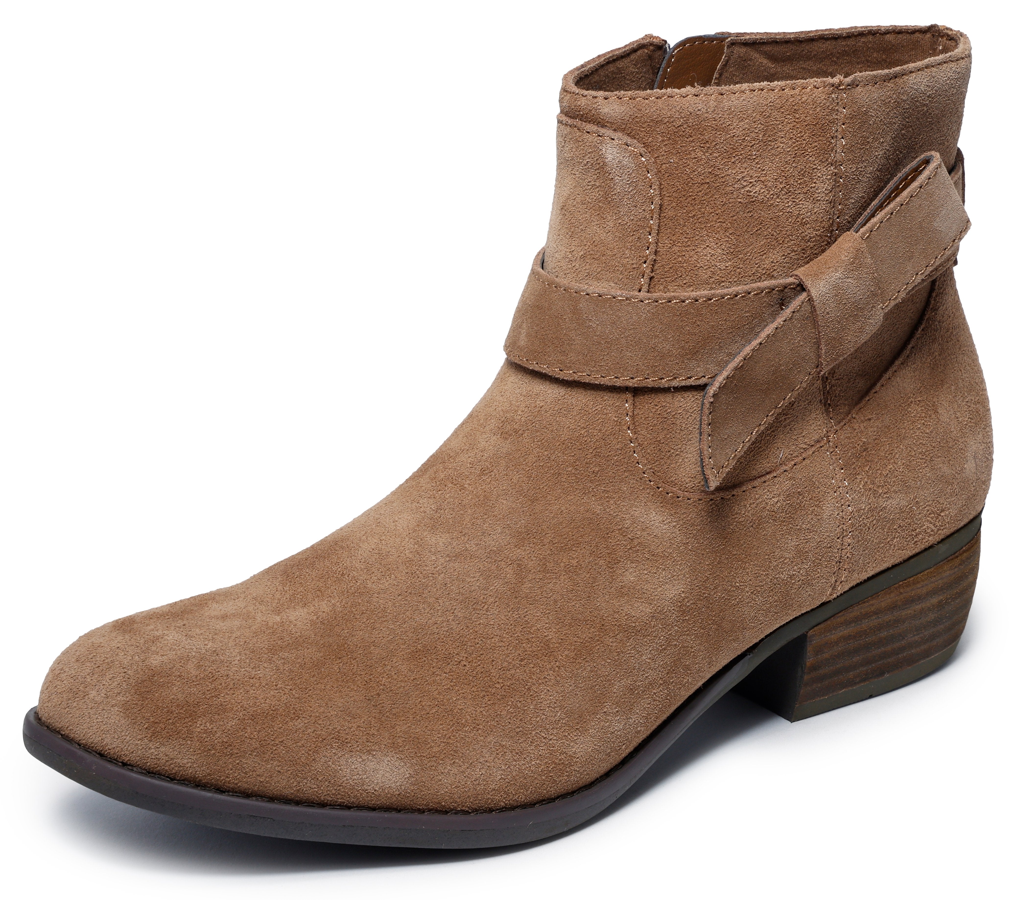 Skechers 167963 Texas - Westernville Ladies Chestnut Leather Ankle Boots, left side view.