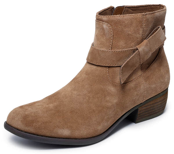 Skechers 167963 Texas - Westernville Ladies Chestnut Leather Ankle Boots, left side view.