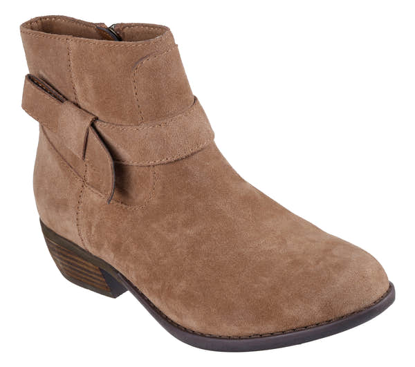 Skechers 167963 Texas - Westernville Ladies Chestnut Leather Ankle Boots, outer side view.