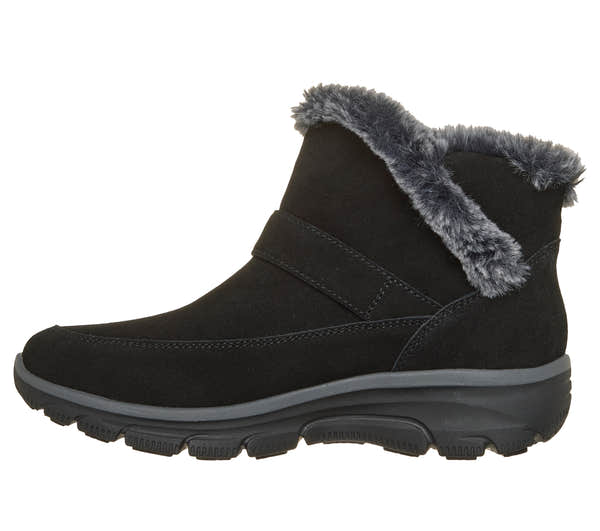 Skechers 168185 Easy Going - Gentle Winter Ladies Black Leather Ankle Boots, inner side view.