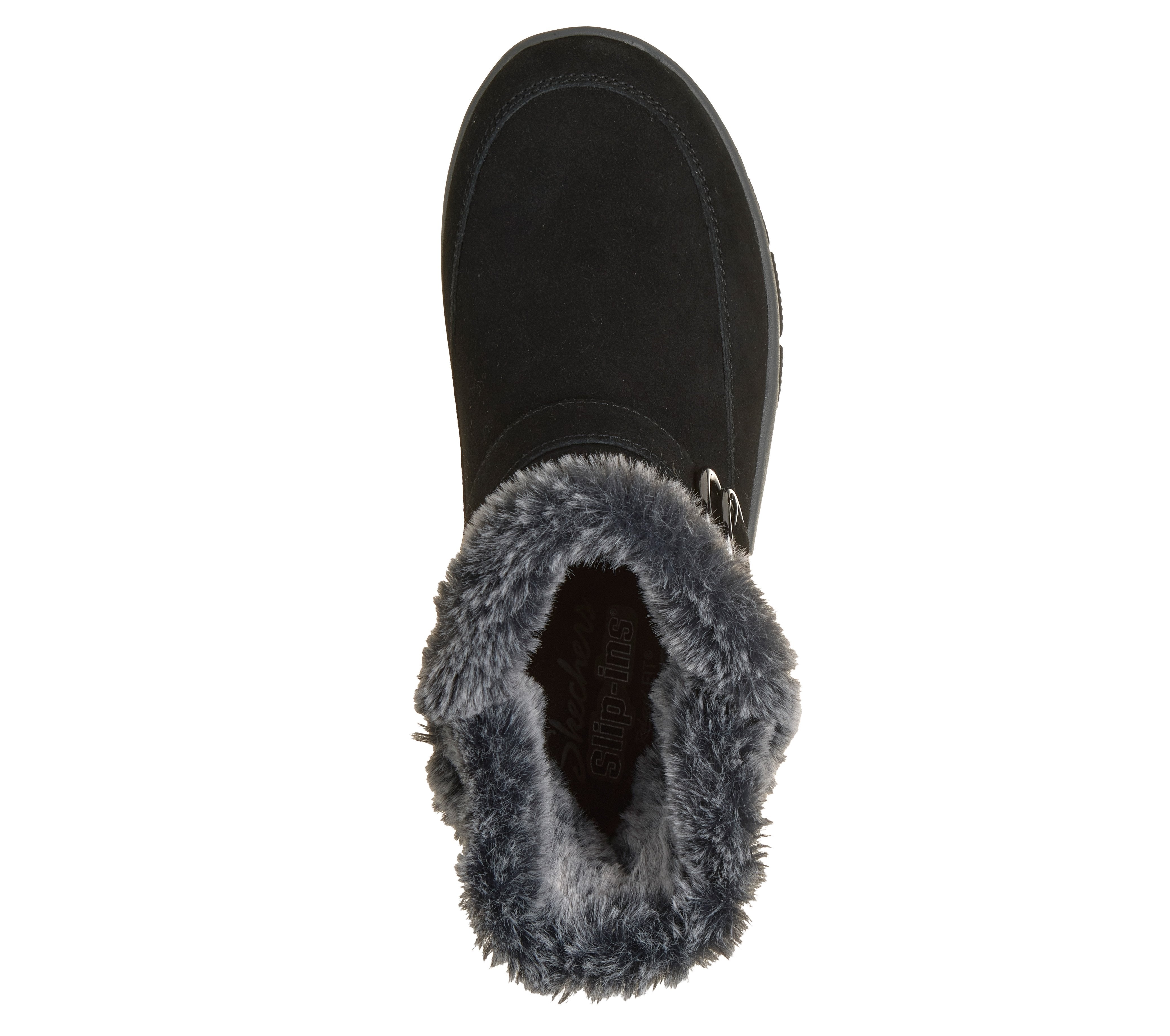 Skechers 168185 Easy Going - Gentle Winter Ladies Black Leather Ankle Boots, insole and footbed view.