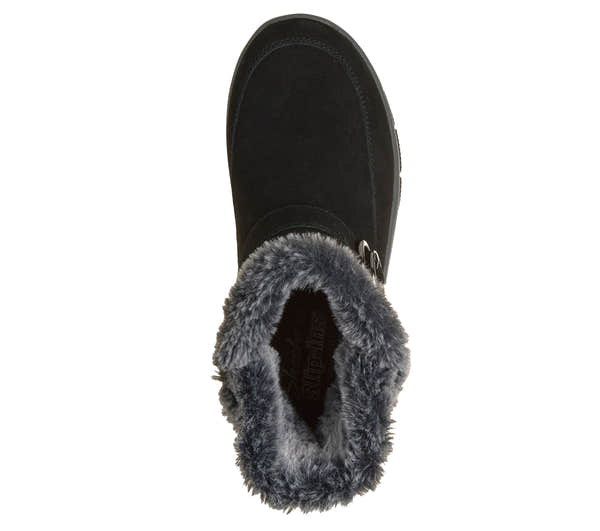 Skechers 168185 Easy Going - Gentle Winter Ladies Black Leather Ankle Boots, insole and footbed view.