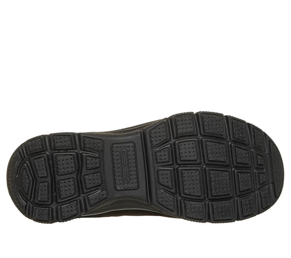 Skechers 168185 Easy Going - Gentle Winter Ladies Black Leather Ankle Boots, sole and tread view.