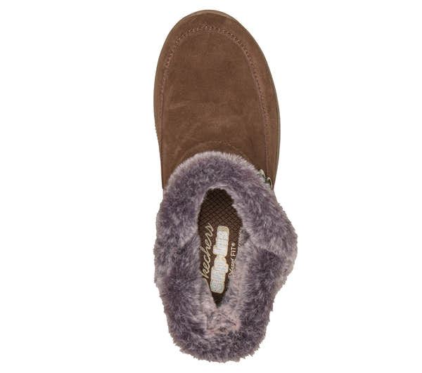 Skechers 168185 Easy Going - Gentle Winter Ladies Chocolate Leather Ankle Boots, insole and footbed view.