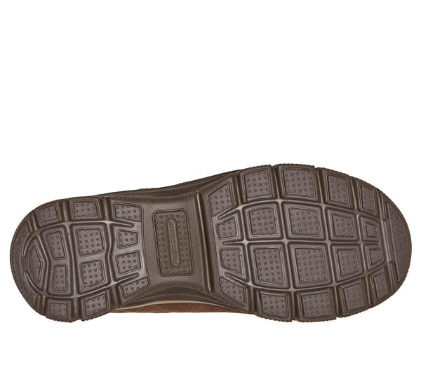 Skechers 168185 Easy Going - Gentle Winter Ladies Chocolate Leather Ankle Boots, sole and tread view.
