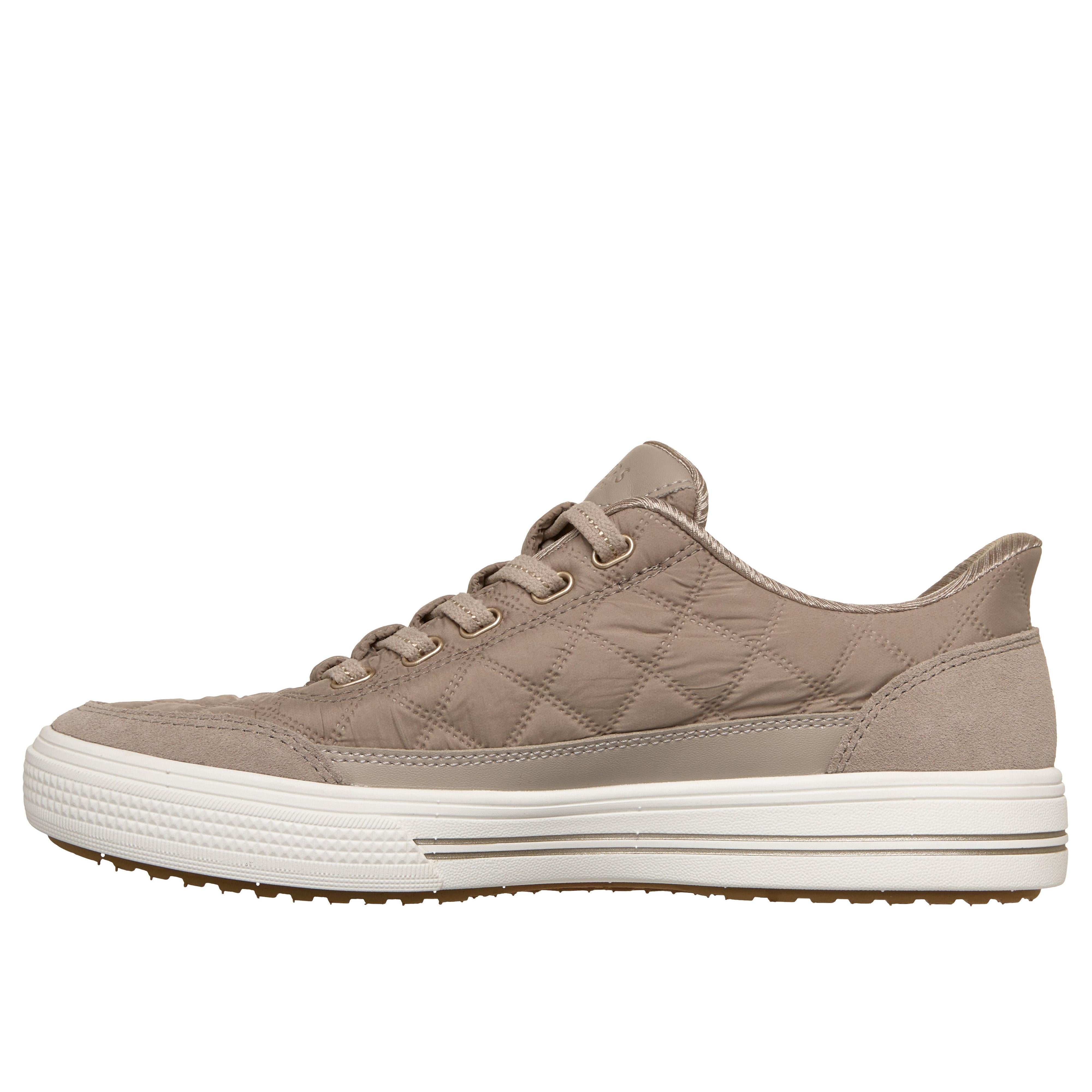 Skechers 177209 Arch Fit Arcade-Cuddle Steps Ladies Taupe Cozypoly Textile Trainers, inner side view.