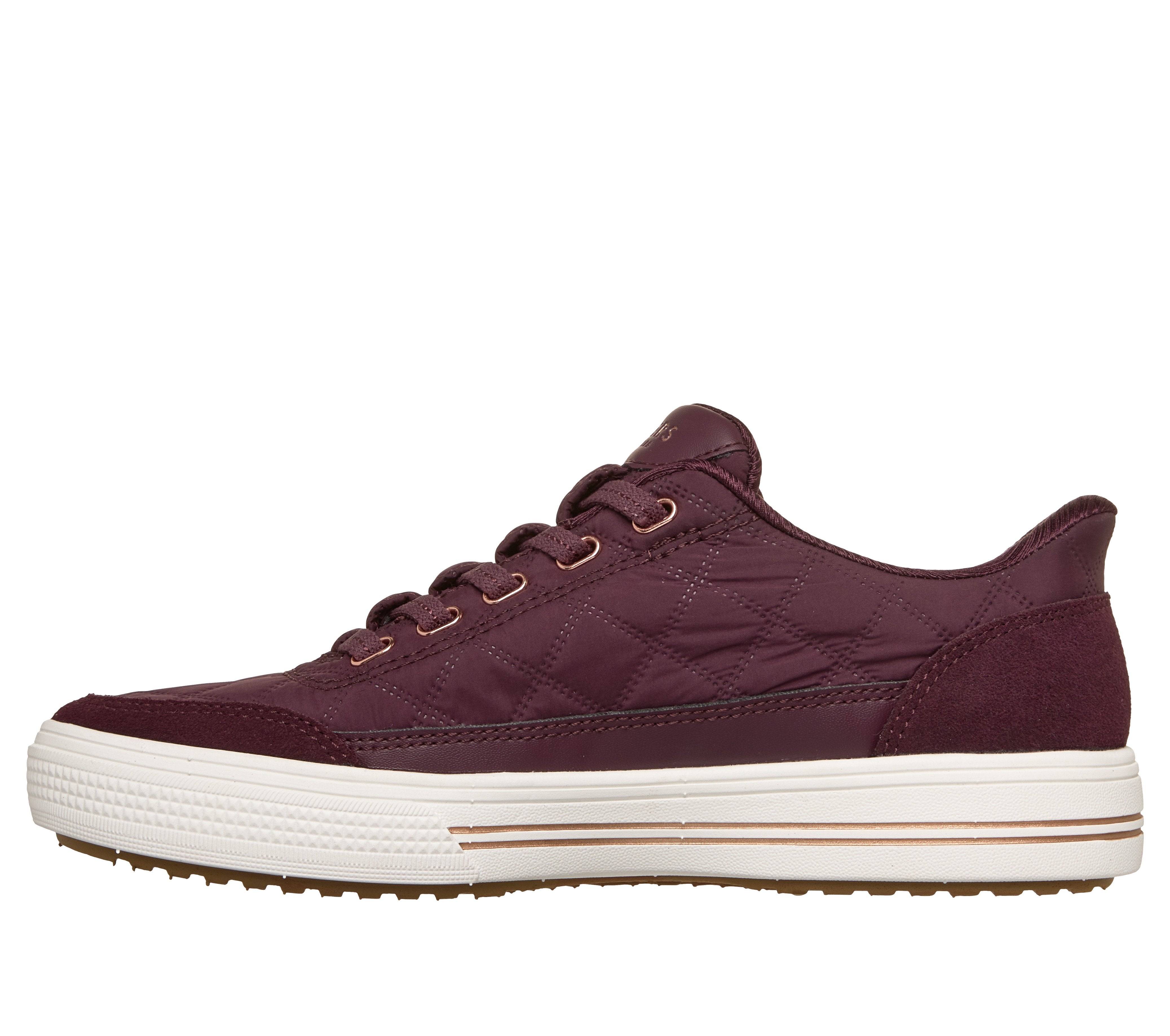 Skechers 177209 Arch Fit Arcade-Cuddle Steps Ladies Wine Cozypoly Textile Trainers, inner side view.