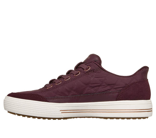 Skechers 177209 Arch Fit Arcade-Cuddle Steps Ladies Wine Cozypoly Textile Trainers, inner side view.