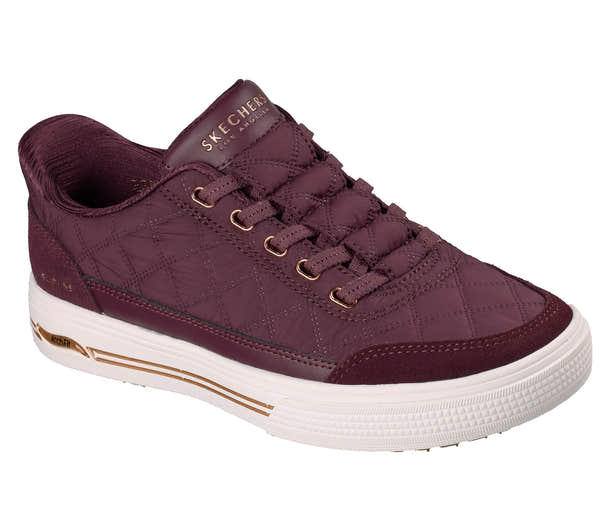 Skechers 177209 Arch Fit Arcade-Cuddle Steps Ladies Wine Cozypoly Textile Trainers, outer side view.