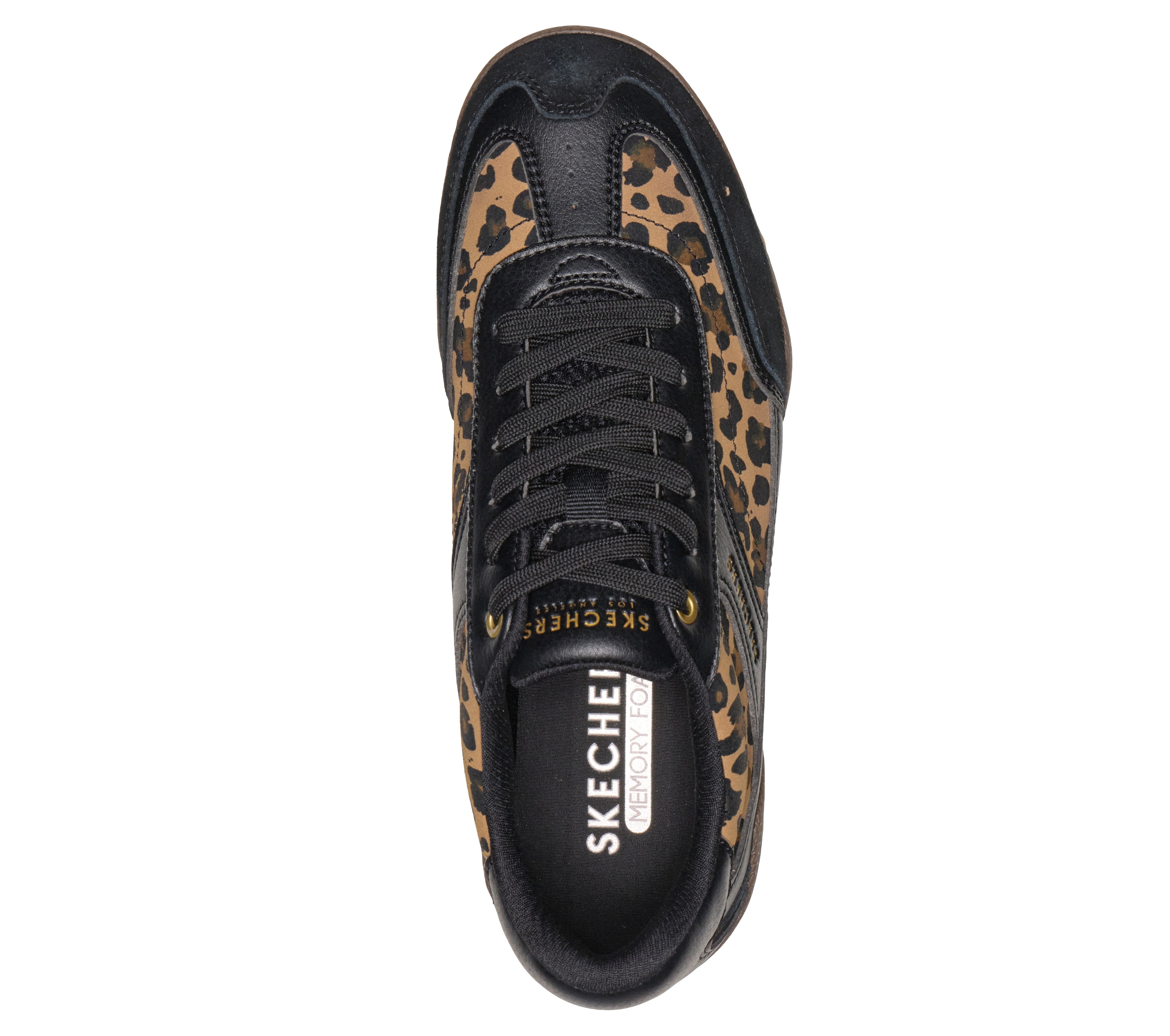 Skechers 190153 Zinger Evo-World Striker Ladies Black Leopard Textile Trainers, insole and footbed view.