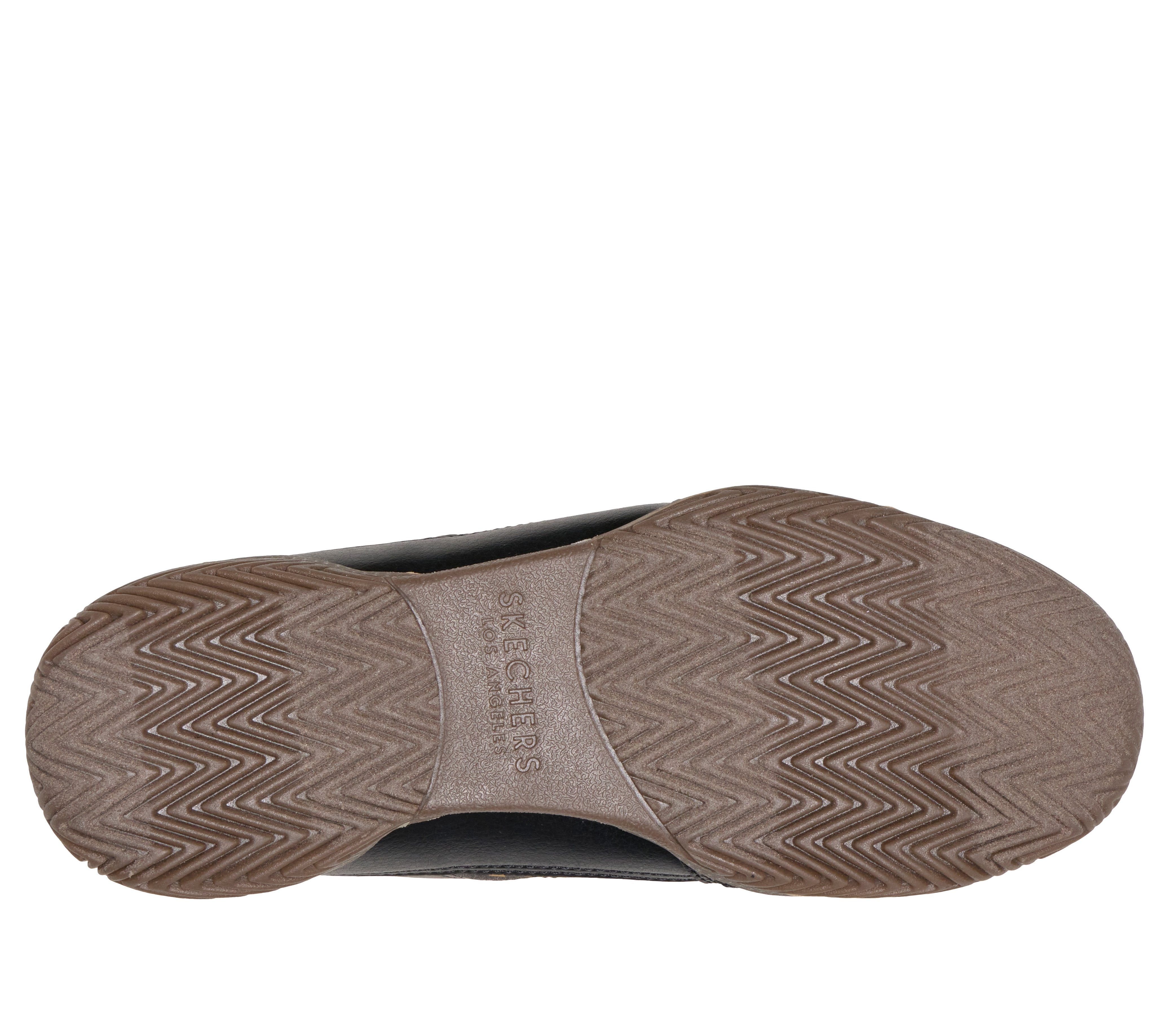 Skechers 190153 Zinger Evo-World Striker Ladies Black Leopard Textile Trainers, sole and tread view.