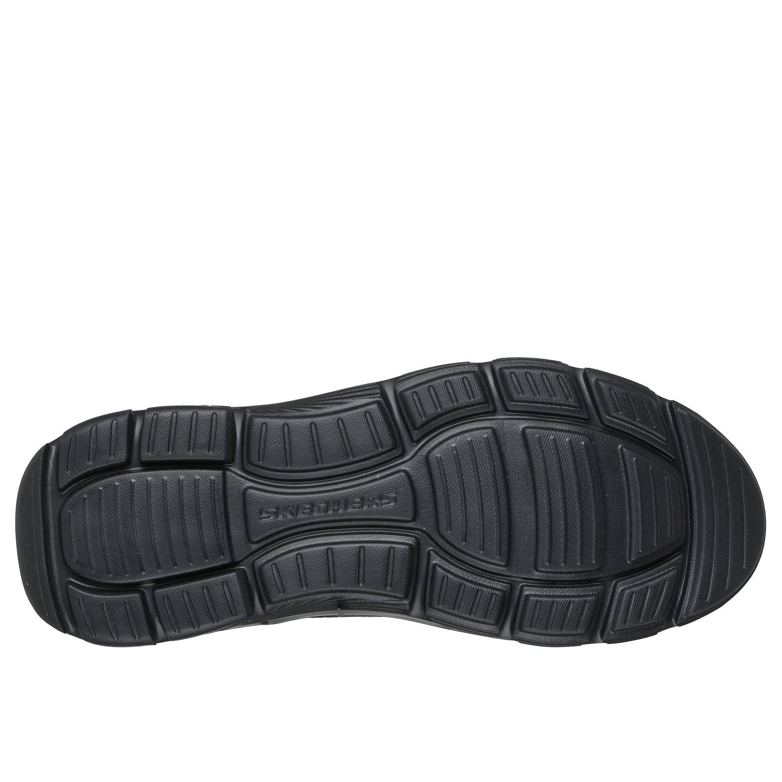 Skechers 205518WW Arch Fit Garza - Umar Mens Extra Wide Black Leather Arch Support Slip On Shoes, sole and tread view.