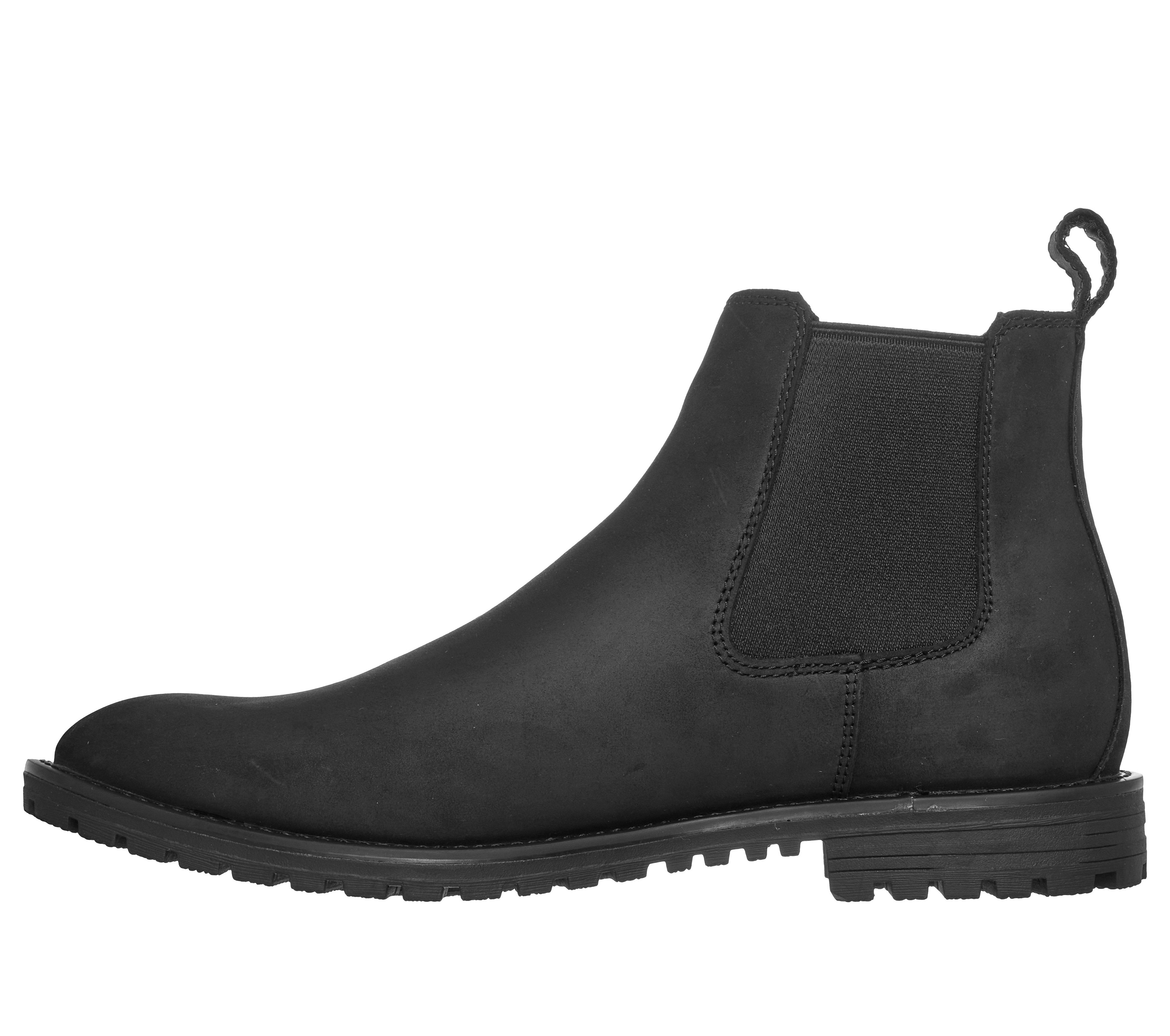 Skechers 205569 The Bowery-Tayln Mens Black Nubuck Leather Ankle Boots, inner side view.
