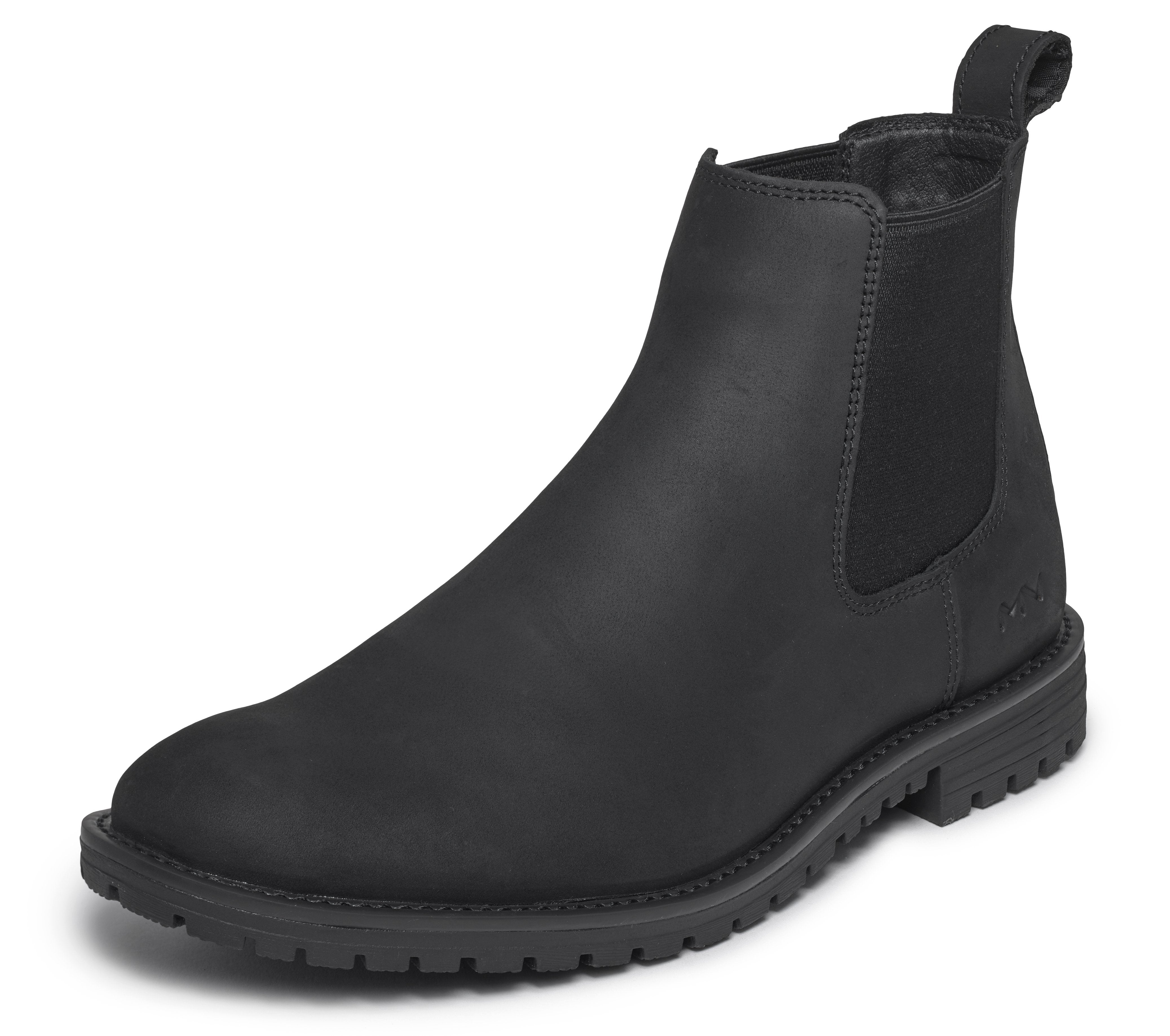Skechers 205569 The Bowery-Tayln Mens Black Nubuck Leather Ankle Boots, left side view.