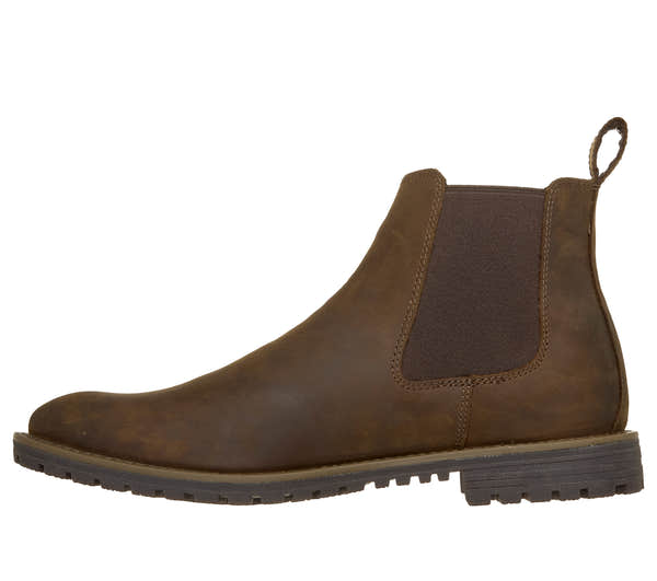 Skechers 205569 The Bowery-Tayln Mens Brown Nubuck Leather Ankle Boots, inner side view.