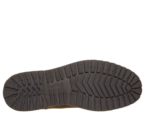 Skechers 205569 The Bowery-Tayln Mens Brown Nubuck Leather Ankle Boots, sole and tread view.