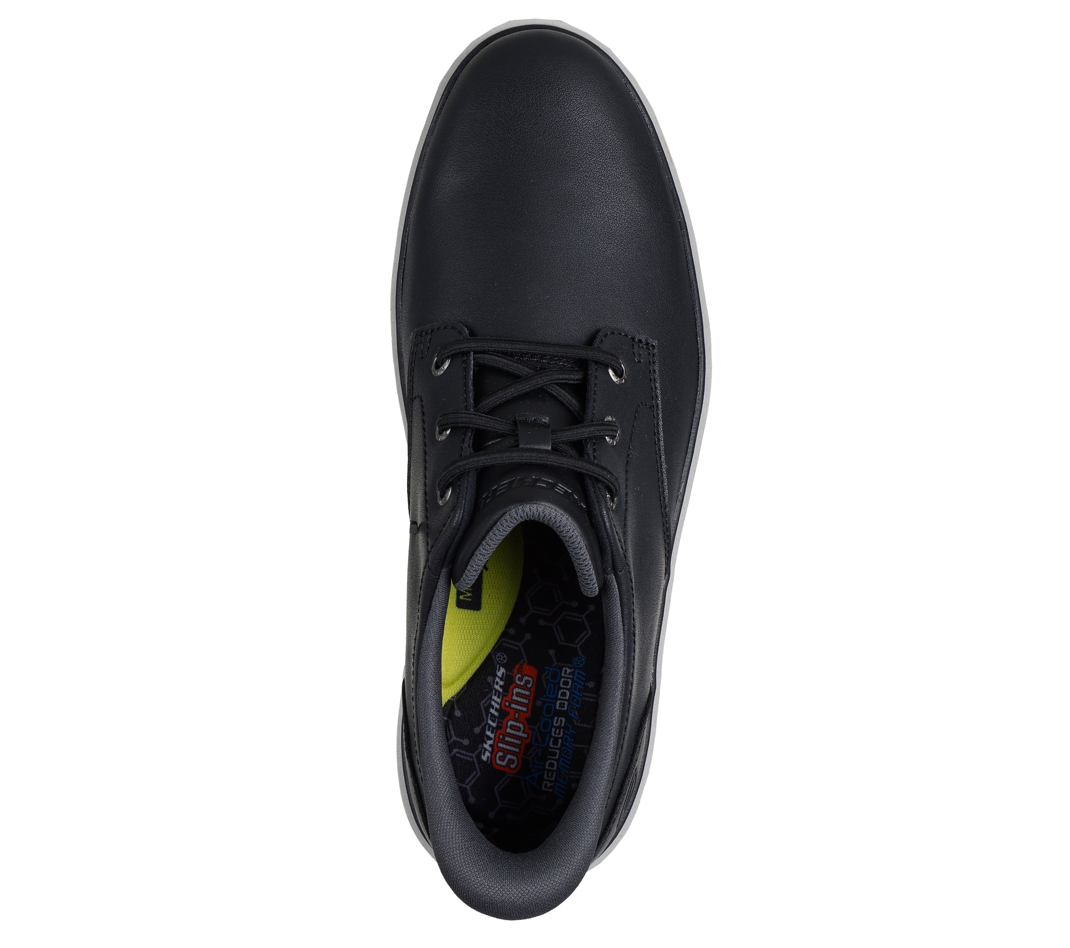 Skechers 205624 Burkett - Lonzo Mens Black Leather Shoes, insole and footbed view.